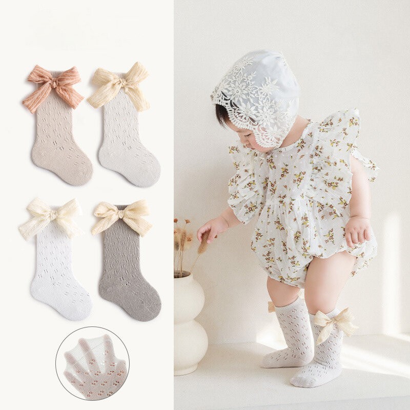 4 Pairs a Lot Hollow Out Mesh Toddler Infant Baby Girls Socks Middle Length Summer Knee Length Kids Tights Accessories