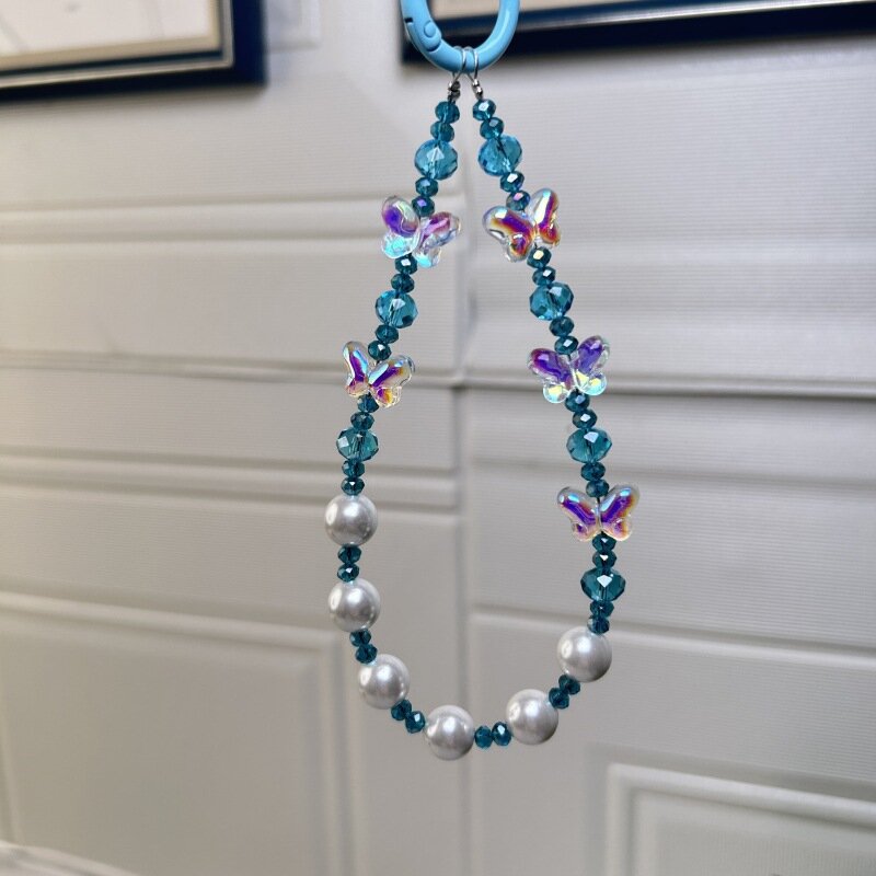 Zwyczajnym kolorze kokarda łańcuszek do telefonu komórkowego kryształowa perła krótkie wykonane ręcznie wyszywane koralikami brelok do torby akcesoria dla kobiet