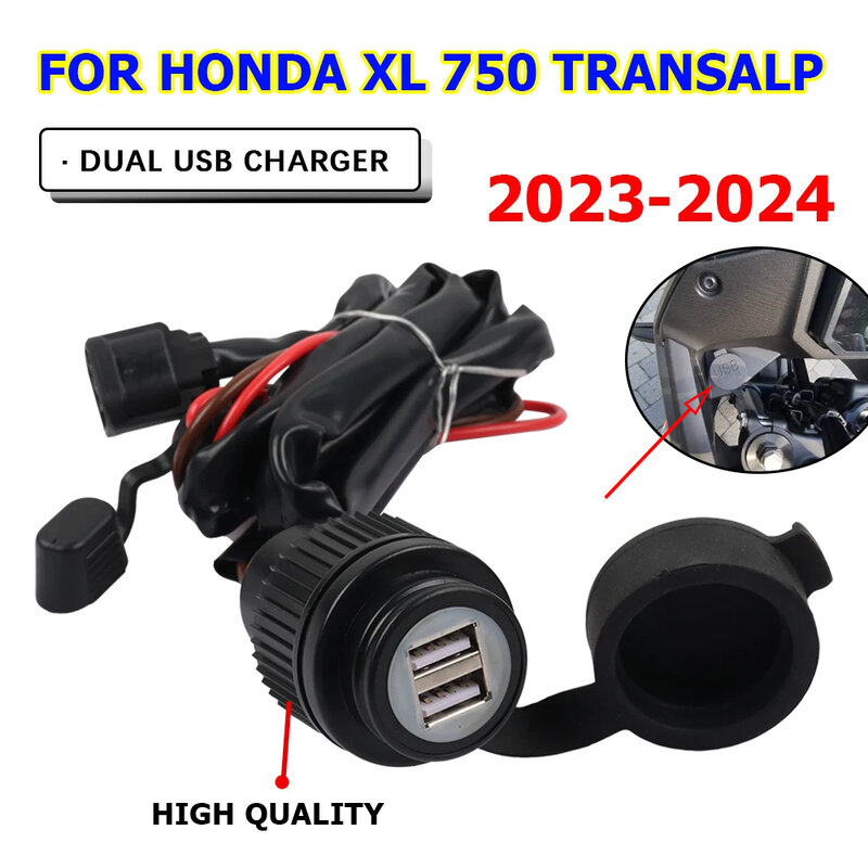 Pengisi daya soket antarmuka USB ganda untuk Honda XL750 Transalp XL 750 XL Transalp750 750XL 2023 2024 Aksesori