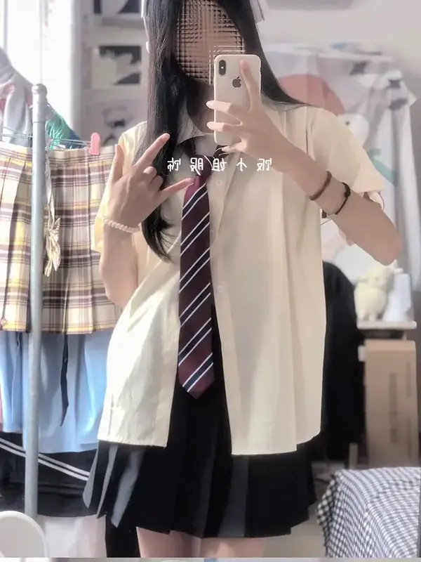 여성용 JK 유니폼 셔츠, 올매치 기본 상의, 플리츠 스커트, 투피스 세트, 일본 학교 용품, 디자인 감각