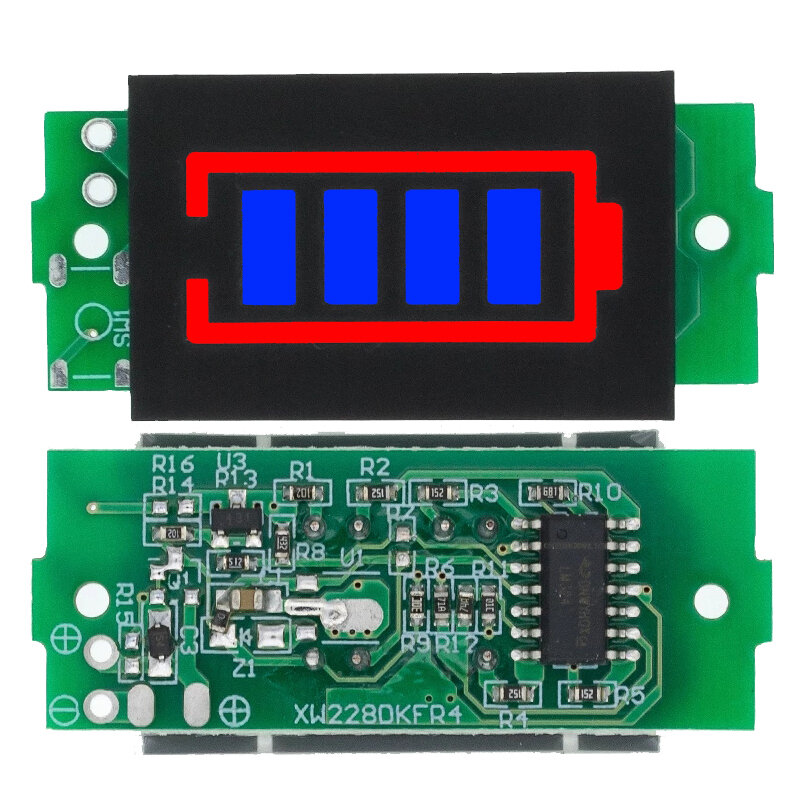 3s único módulo indicador de capacidade da bateria de lítio 12.6v display azul testador de energia da bateria do veículo elétrico li-ion i72