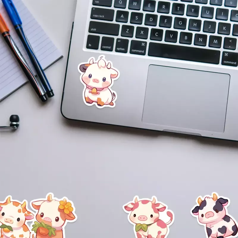 50 buah kartun Kawaii sapi stiker grafiti koper laptop ponsel cangkir air Skateboard mainan anak-anak stiker dekorasi