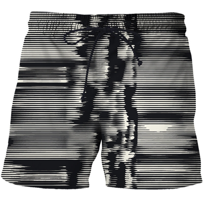กางเกงว่ายน้ำขาสั้นทรงหลวมพิมพ์ลายเรขาคณิตกางเกงเดินชายหาดพิมพ์ลาย3D สำหรับผู้ชายผู้หญิงเด็ก