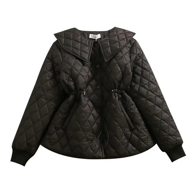 Loehsao-abrigo corto a cuadros para mujer, chaqueta informal de plumón de pato, a prueba de viento, color blanco y negro, a la moda, para invierno, 90%