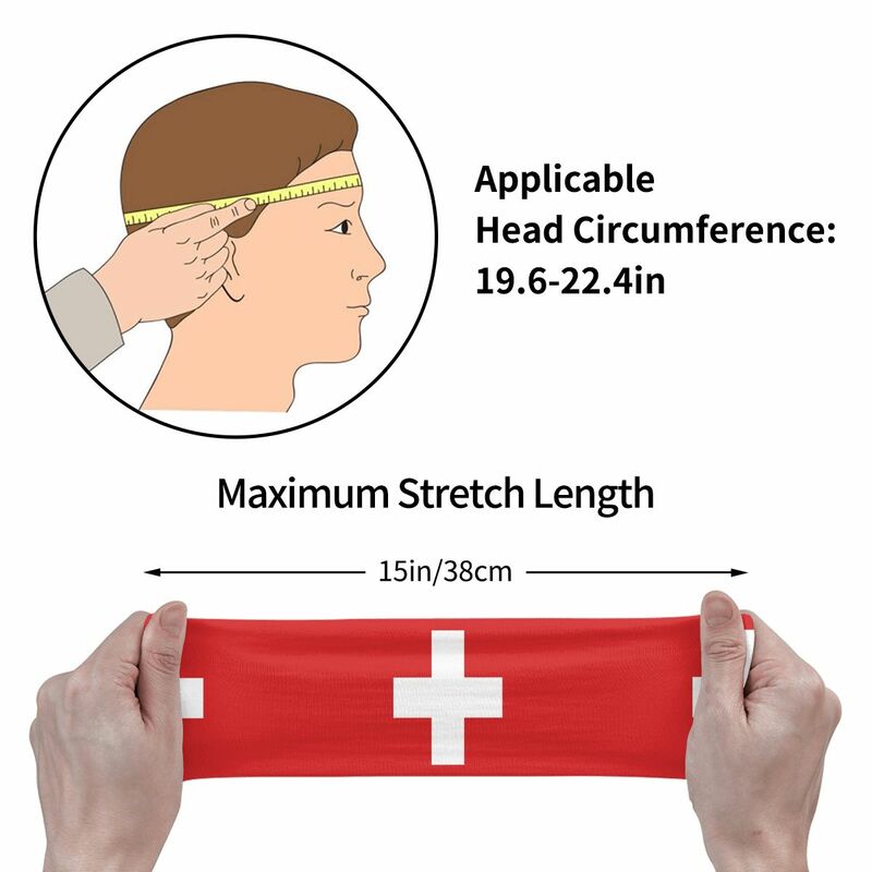 Bandeira Suíça Absorvente Sports Headband, Corrida e Fitness Sweatband, Ciclismo e Corrida Bandagem