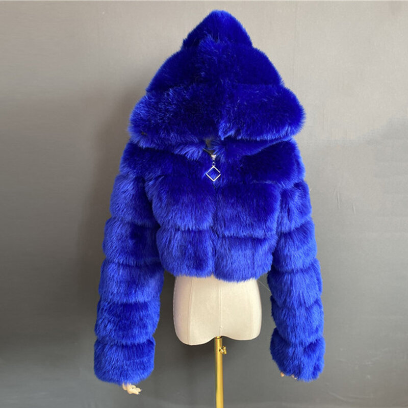 女性のための人工毛皮のコート,短いキツネの毛皮のジャケット,厚くて暖かい,冬,2024