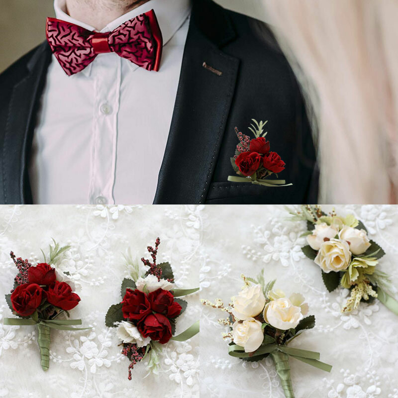 Новые цветы на запястье, Шелковый искусственный цветок, искусственный цветок, свадебное украшение для жениха, невесты, бант для подружки невесты, предназначенный для возраста, корсажный цветок для рук