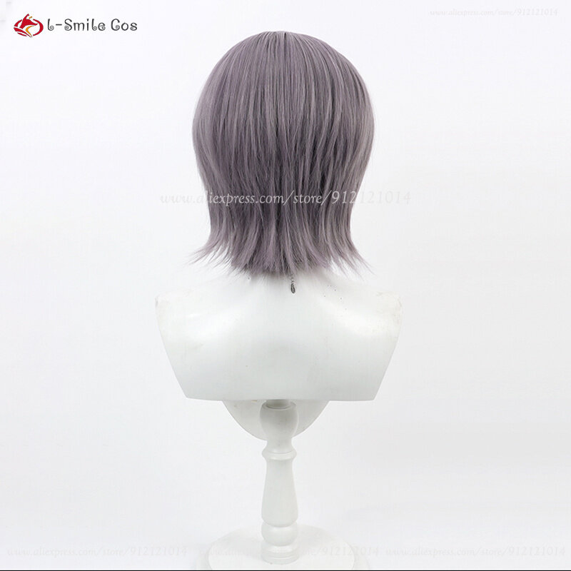 Anime Mashle Cosplay Margarette Macaron Cosplay Wig Short Grey Purple Wigs Heat Resistant Synthetic Hair Halloween Party Wig