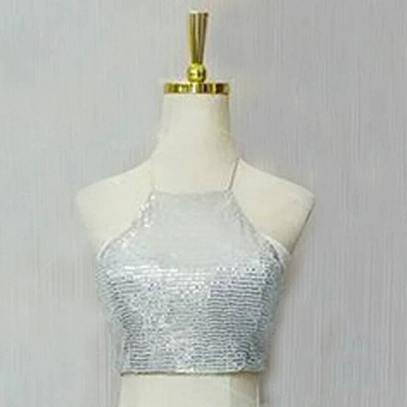 Cantante femminile Jazz Dancer Clothes paillettes Vest gonna arruffata Women Group Kpop Outfit Dj Ds Stage Performance Wear DWY9463