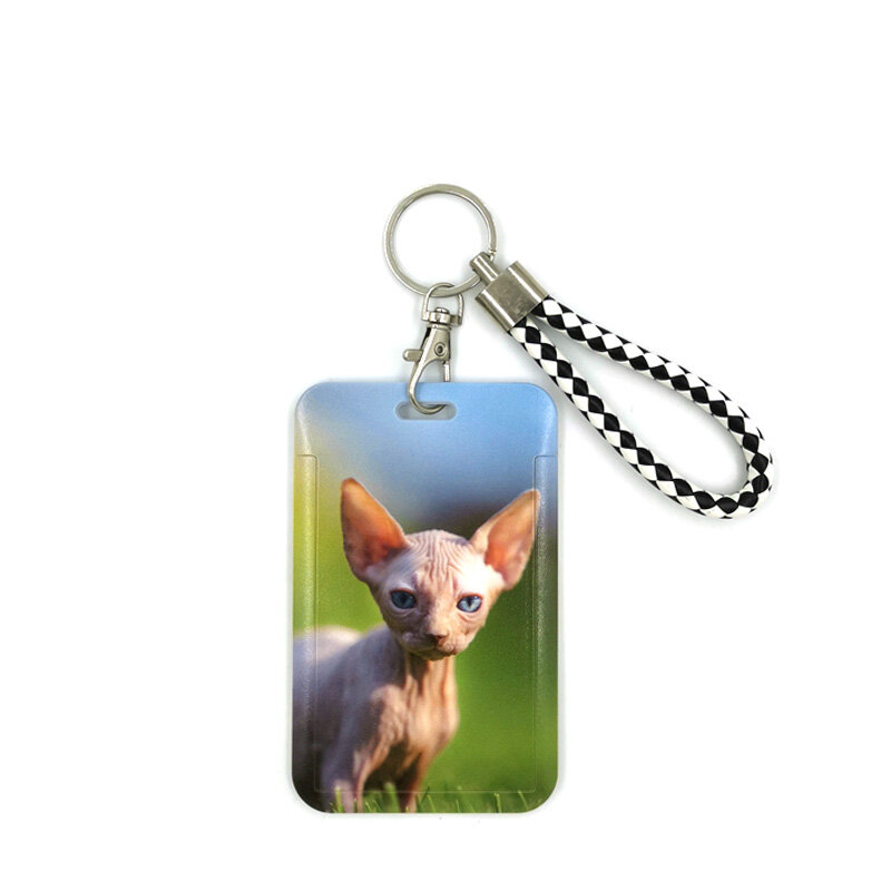 Hairless cat Key lanyard Auto KeyChain ID Karte Pass Gym Handy Abzeichen Kinder Schlüssel Ring Halter Schmuck Dekorationen
