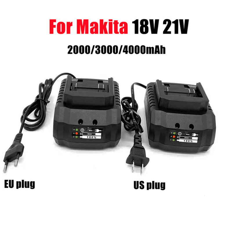 Зарядное устройство для аккумуляторов Makita, портативное быстрое зарядное устройство для литий-ионных аккумуляторов 18 в 21 в, сменная вилка для ЕС, США, Великобритании