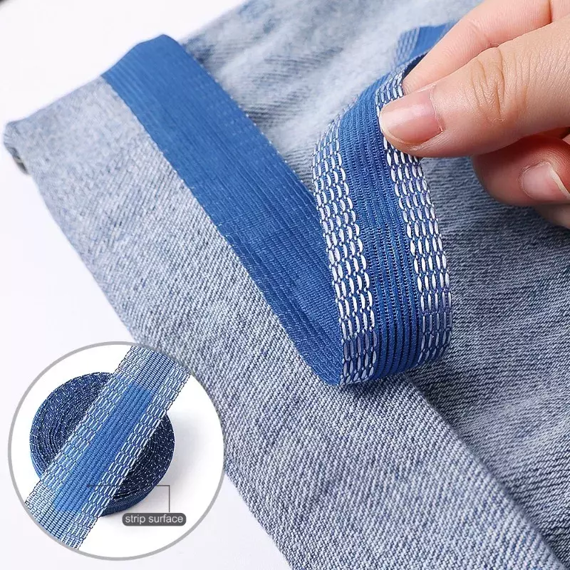 5/1M samoprzylepne spodnie krawędź skrócić pastę obszywanie żelazko na spodnie do dżinsów długość ubrania skrócenie taśmy DIY akcesoria do szycia