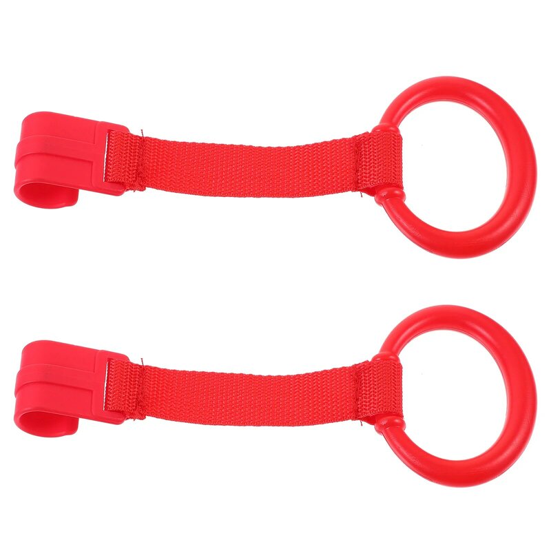 2 Pcs The Tools Children's Playpen Hand Pull Ring Crib Hanging Standing Toddler Rings Red Baby Nursery Cot