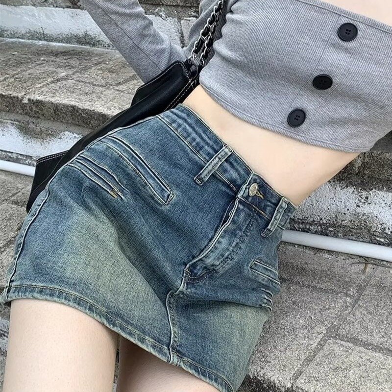 S-3XL Skirts Women Distressed Vintage Summer European Style Hotsweet A-Line Fashion All-match Harajuku Schoolgirls Popular Daily