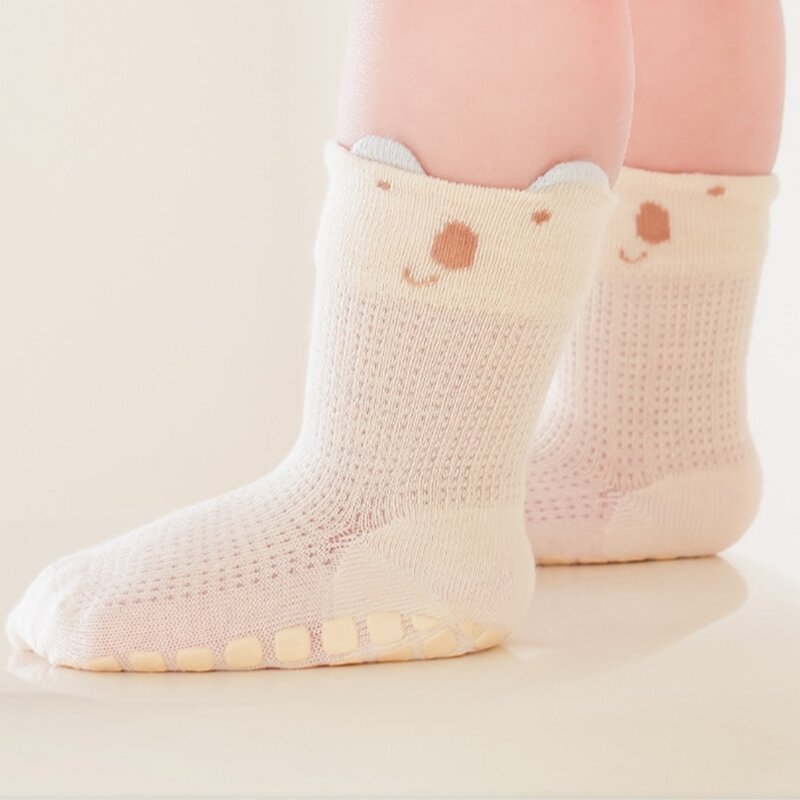 K5DD 3 paia/set calzini da pavimento antiscivolo per neonati, bambini piccoli che imparano a camminare, calzini da cartone