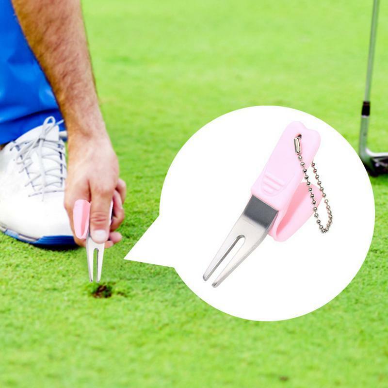 Widełki golfowy przenośny zielony widelec do gry w golfa metalowe narzędzia do gry w golfa trwałe narzędzie golfowe do konserwacji trawnika