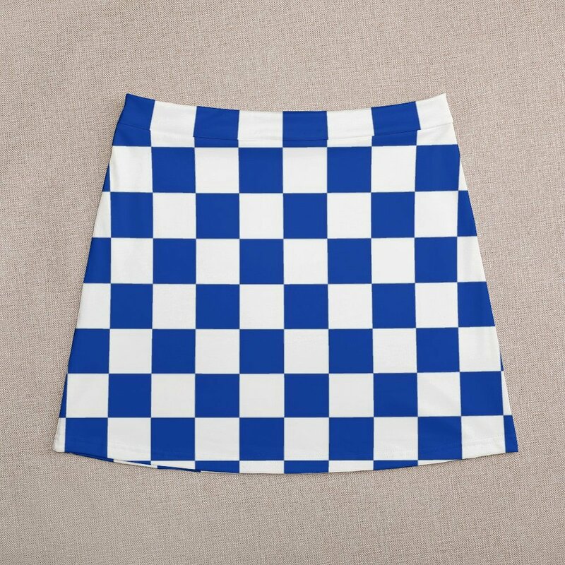 Niebiesko-biała Kentucky Mini spódnica w szachownicę koreańska luksusowa odzież zestaw spódnic