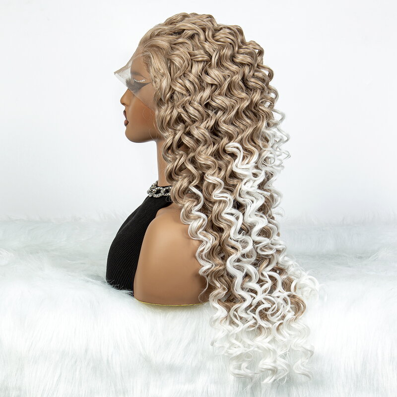 Кружевной передний спиральный вьющийся парик 24 дюйма синтетический градиентный вьющийся парик для женщин