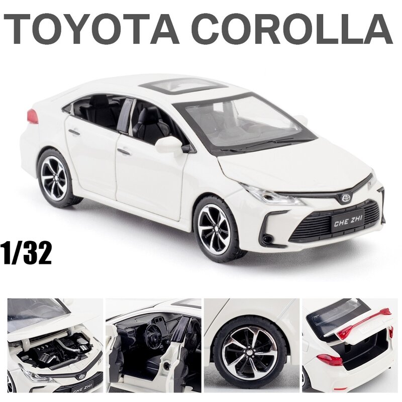 1/32 Toyota Corolla Hybrid Spielzeug auto für Kinder Druckguss legierung Metall Miniatur modell zurückziehen Sound & Light Collection Geschenk Kind
