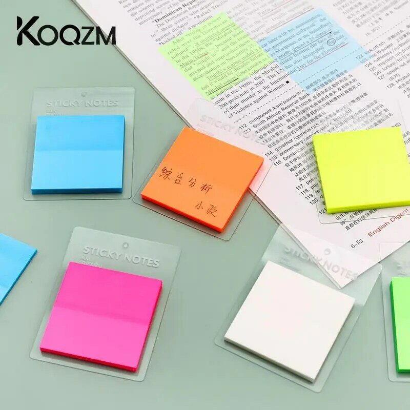 1Pcs Transparent Sticky Notes Waterproof Colorful Clear Memo Pad Self Adhesive Memo Message Reminder Office School Supplies