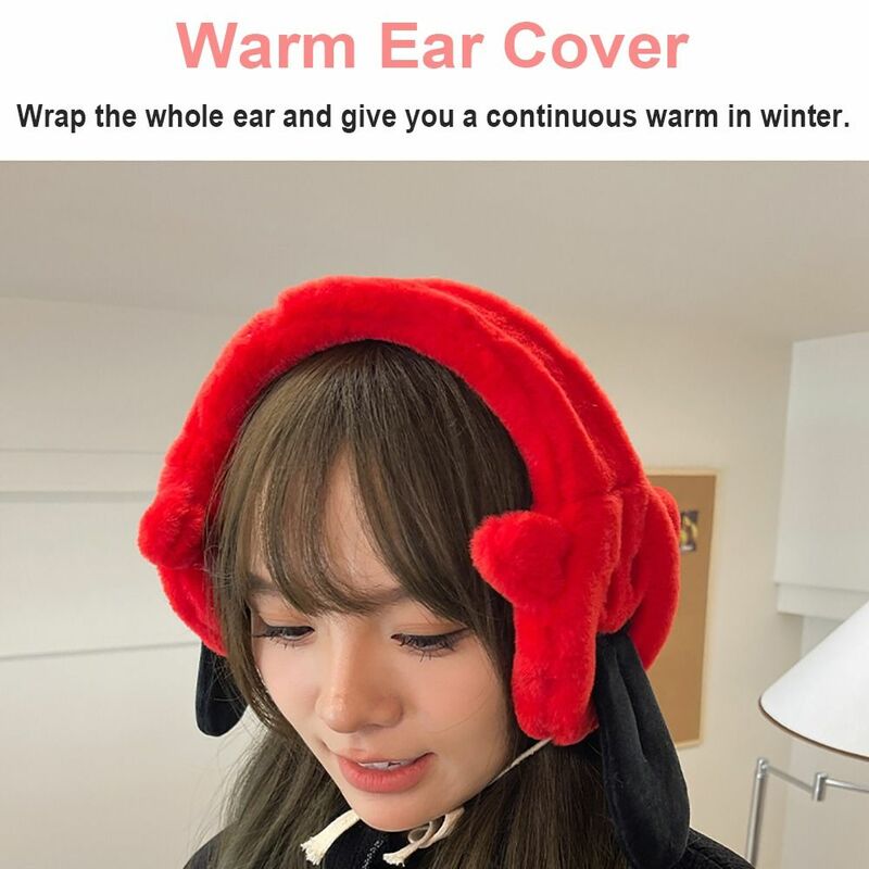 Penutup telinga wanita hangat, penutup telinga hangat kartun setan Lucu luar ruangan musim dingin