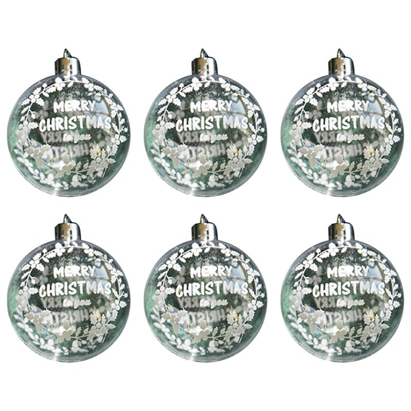 6Pcs Set 6cm Transparent Painting Christmas Ball New Year Xmas Tree Ornaments Home Party Garden Decoration New Year Gift