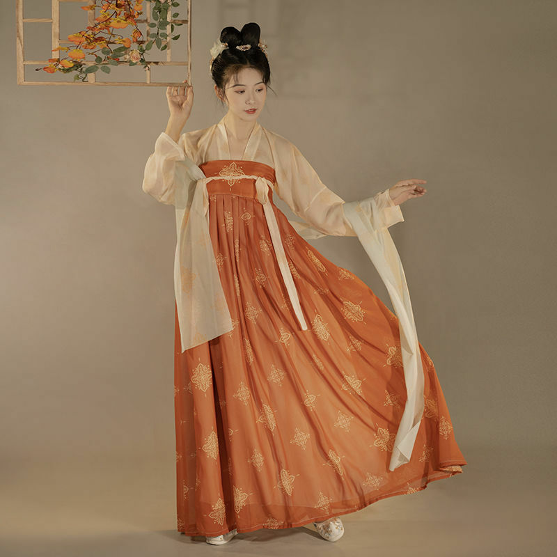 Женский костюм для косплея династии Тан, сценическая одежда, платье ханьфу для народных танцев, весна-лето и осень