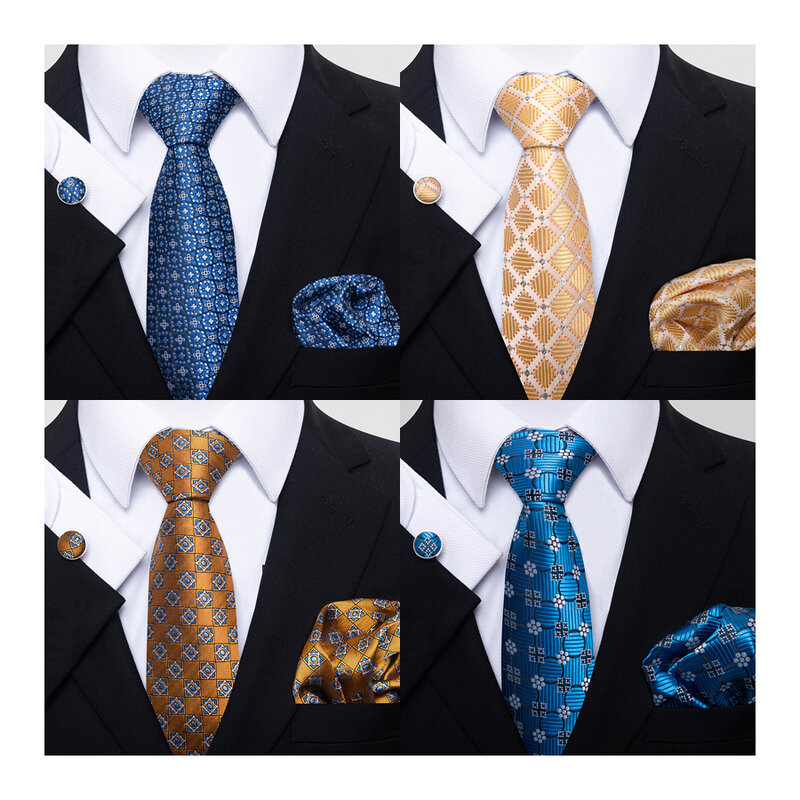 Many Color Hot sale 2023 New Design Wedding Present Silk Tie Pocket Squares Set Necktie  Suit Accessories Men Floral lover's day