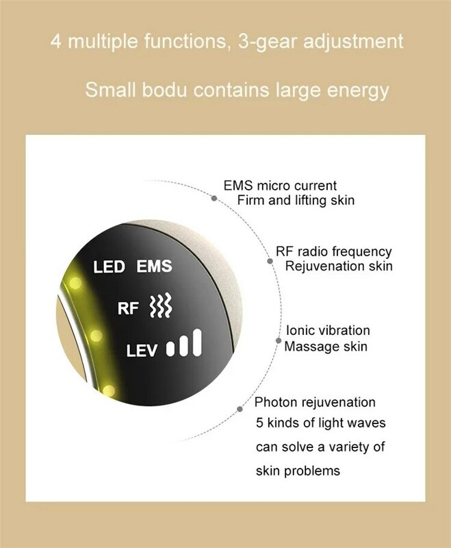 EMS LED Vibrating Anti Aging Massager Facial, Home Use Beleza Equipamentos, Pele Firming, Face e Pescoço Lift, Raspando Dispositivo Gua Sha
