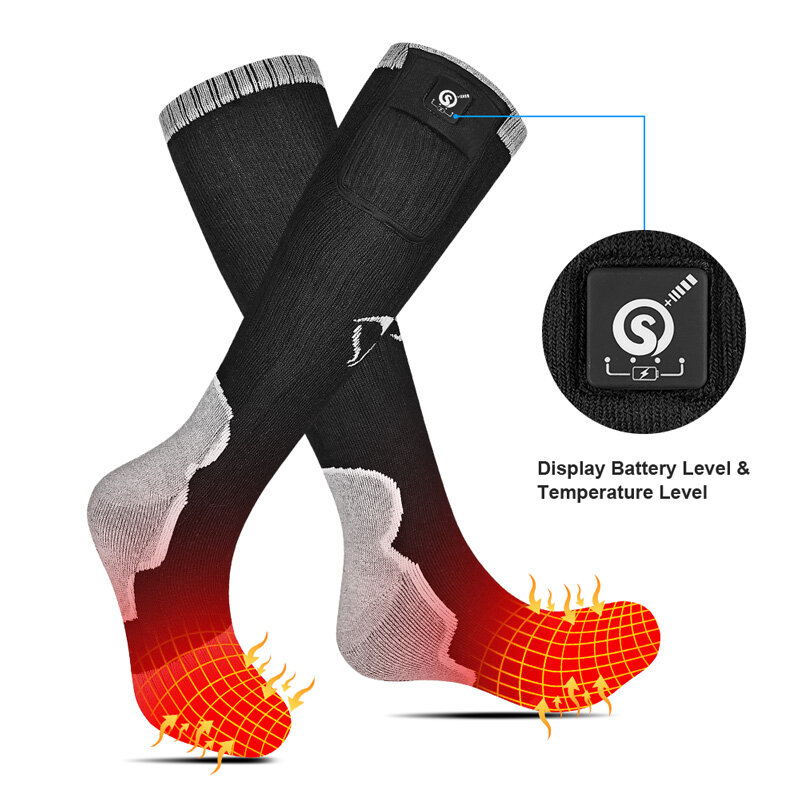 Электрические носки Лыжные носки зимняя изоляция длинная трубка утолщенная зарядка нагревательные и нагревательные носки