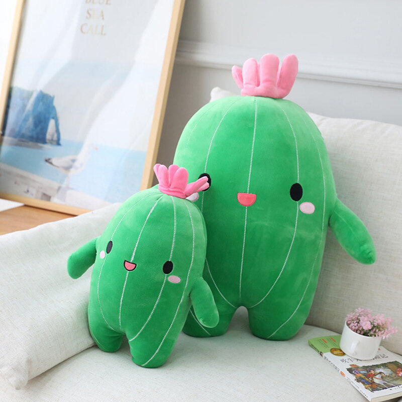 Simulation Cute Cuddly Soft Stuffed Plant Green Cactus Toy Potted Cactus Pillow Office Sofa Cushion Car Plush Pendant Home Decor