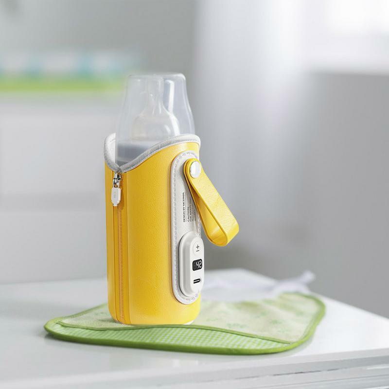 Large Capacity USB Leather Milk Bottle Heater, Portable Warmer Bag, Aquecedor para bebê, infantil, Acessórios de viagem