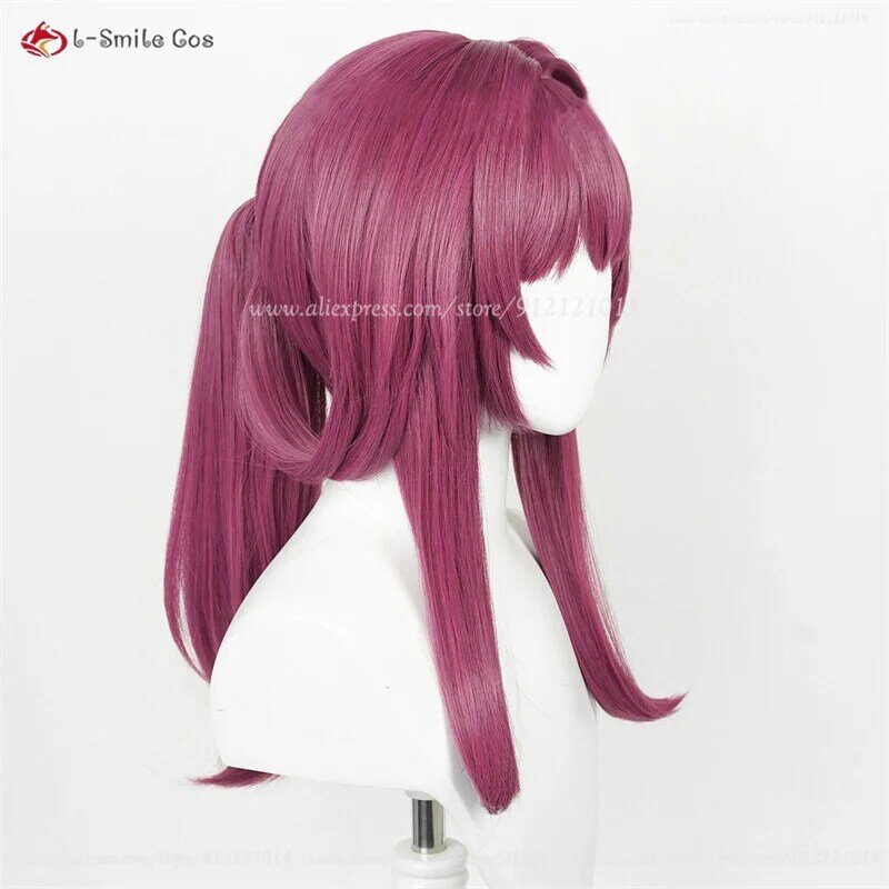 Парик для косплея Кафка 43 см, термостойкие искусственные волосы из аниме «WigsWig», розово-фиолетовый, с шапочкой