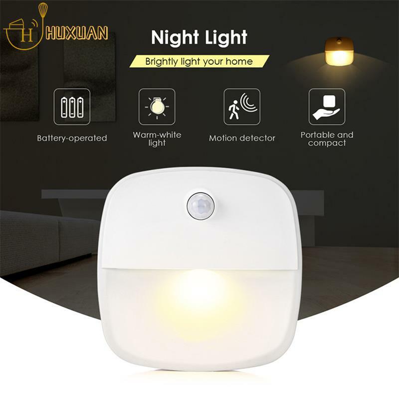 Lampu LED, lampu malam Sensor gerakan, lampu malam LED AAA bertenaga baterai untuk dinding kamar tidur tangga lemari lorong tubuh lampu induksi Dekorasi Rumah
