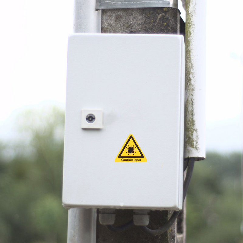 Laser segurança sinal adesivo, Cuidado Laser aviso sinal, 50pcs