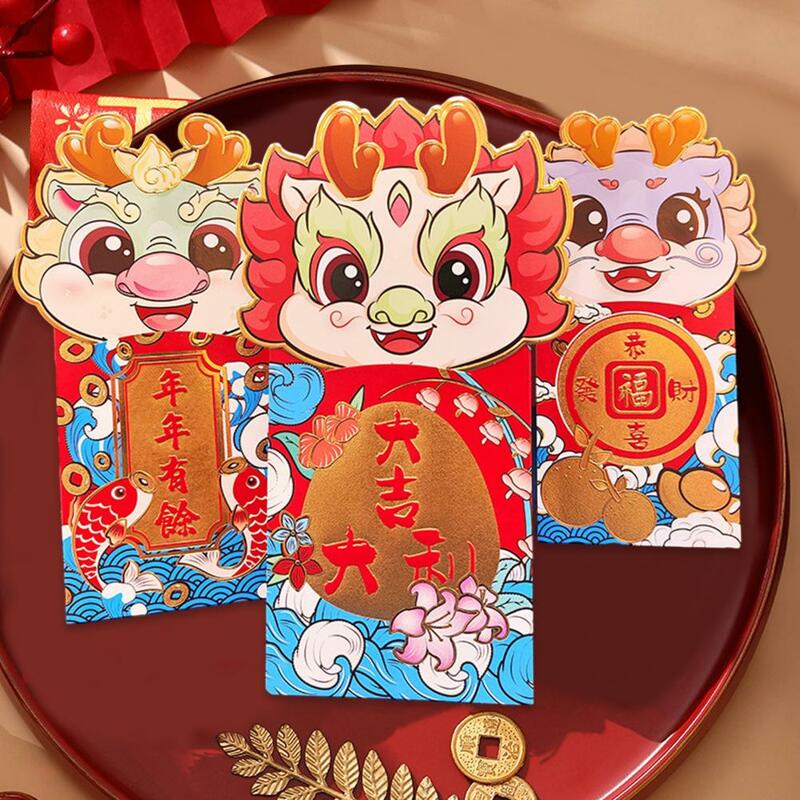 Новогодние конверты, китайские конверты 2024, праздничные конверты для весны, яркий дизайн с изображением дракона для фотографий на год Дракона