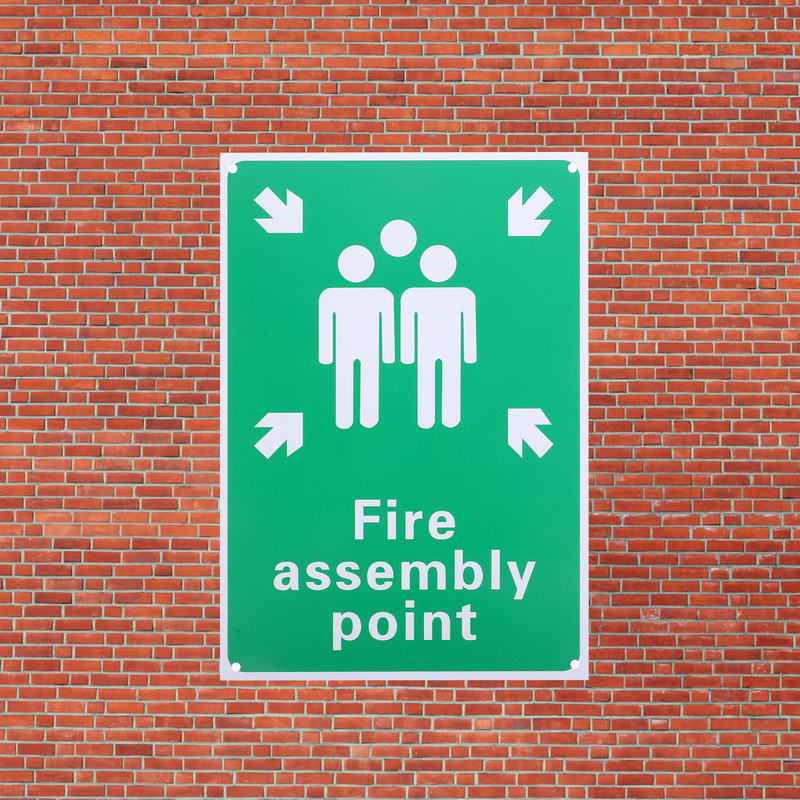 Wall Emergency Assembly Point Sign For Outdoor Fire Rally Point Sign Assembly for Emergency Warning Outdoor Office Aluminum
