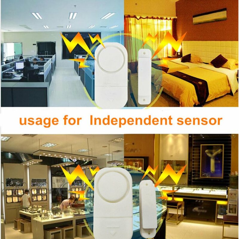 Lightweight And Independent Wireless Home Door Window Entry Burglar Alarm Standalone Magnetic Sensors Security System