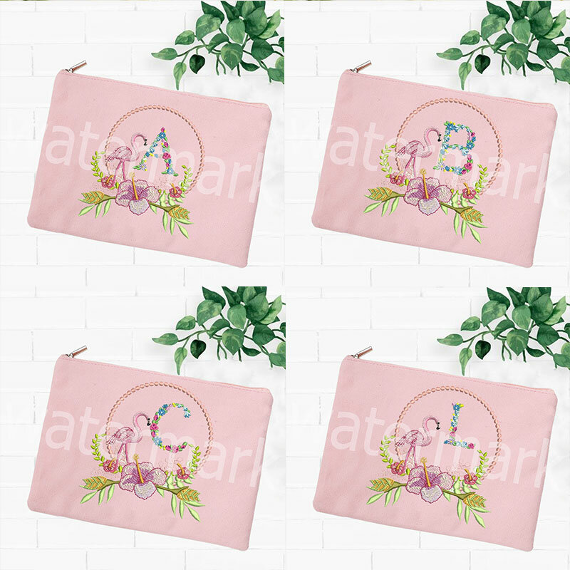 Women Cosmetic Bags Toiletries Organizer Flamingo FlowerLady Wash Storage Case organizer  Makeup Bag Pouch Travel Outdoor Girl