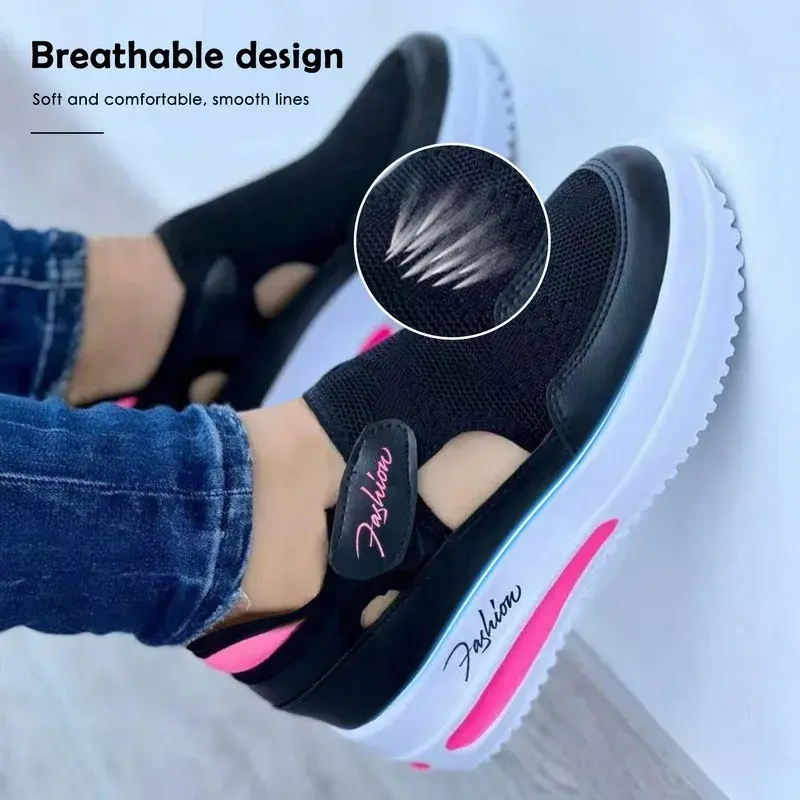 Buty damskie trampki damskie obuwie codzienne 2024 lato nowe oddychające siateczkowe damskie buty sportowe wulkanizowane sandały na platformie