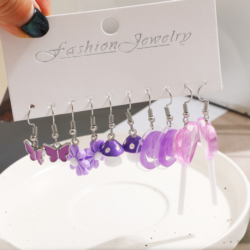 2024 New Cartoon Ice Cream Milk Tea Earrings Set for Women Girl Cute Colorful Geometric Animal Drop Earrings Trendy Jewelry Gift