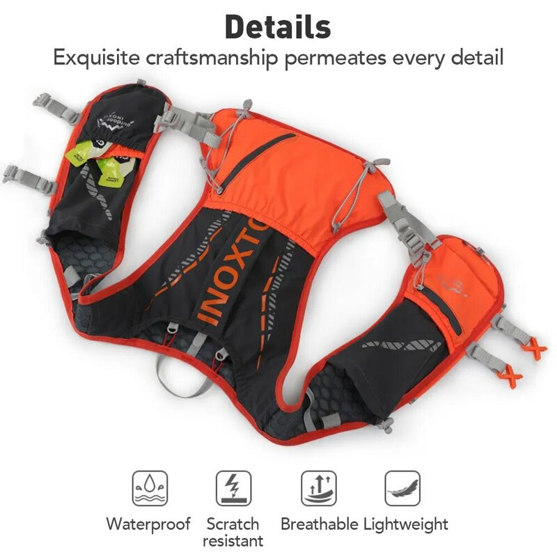 INOXTO-легкий рюкзак для бега, гидратационный жилет, подходит для велосипедного марафона, Сверхлегкий и портативный 5 л