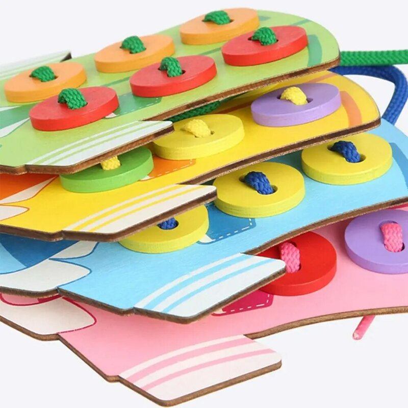 Sew-on Buttons Threading Lacing Clothes Board Learn Basic Life Skills Clothing Threading Buttons Board Sewing Board Game