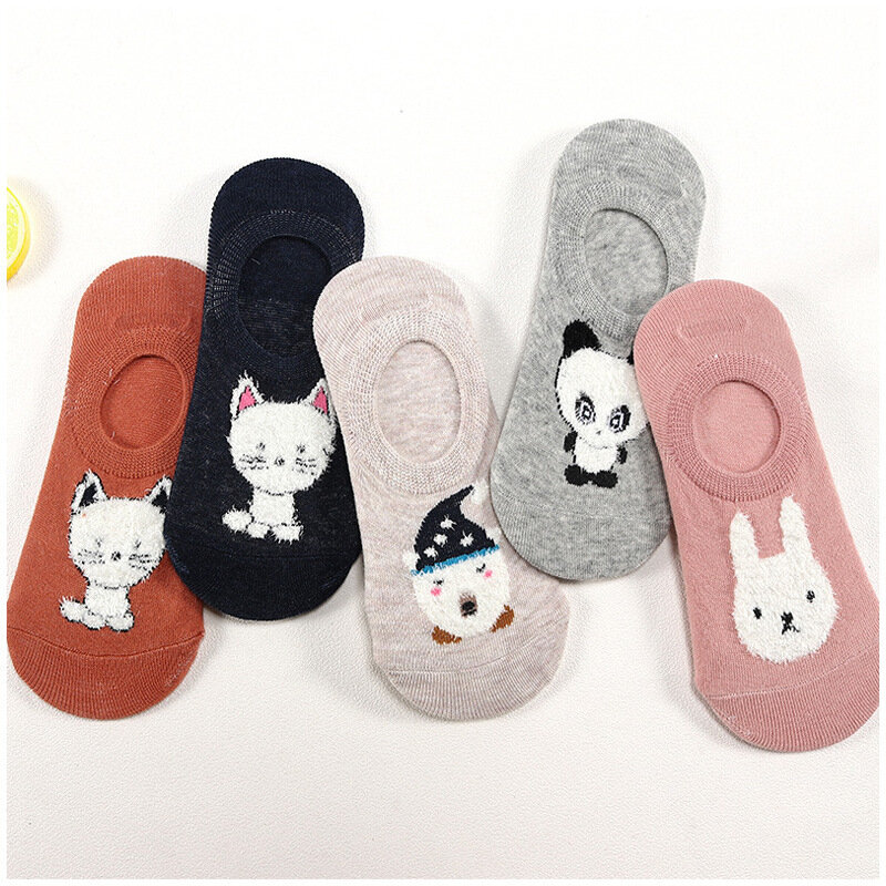 2024 Spring/Summer Japanese Thin Socks Cute Cartoon Animal Invisible Socks Soft and Breathable Boat Socks