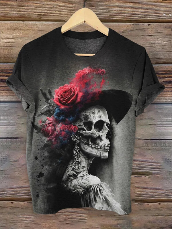 Skull Men's T-Shirt 3d Print T Shirt For Men 2024 New Vintage Skull Men's Clothing Casual Tops Daily Summer Fashion Short Sleeve