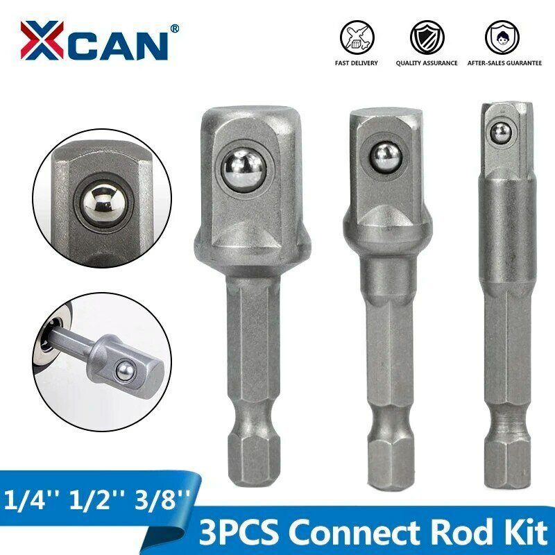 XCAN-Hex Haste Brocas Extensão Rod, adaptador de soquete, acessórios da ferramenta elétrica, Impact Drill Adapter, 1,4 ", 3,8", 1,2 ", 3Pcs