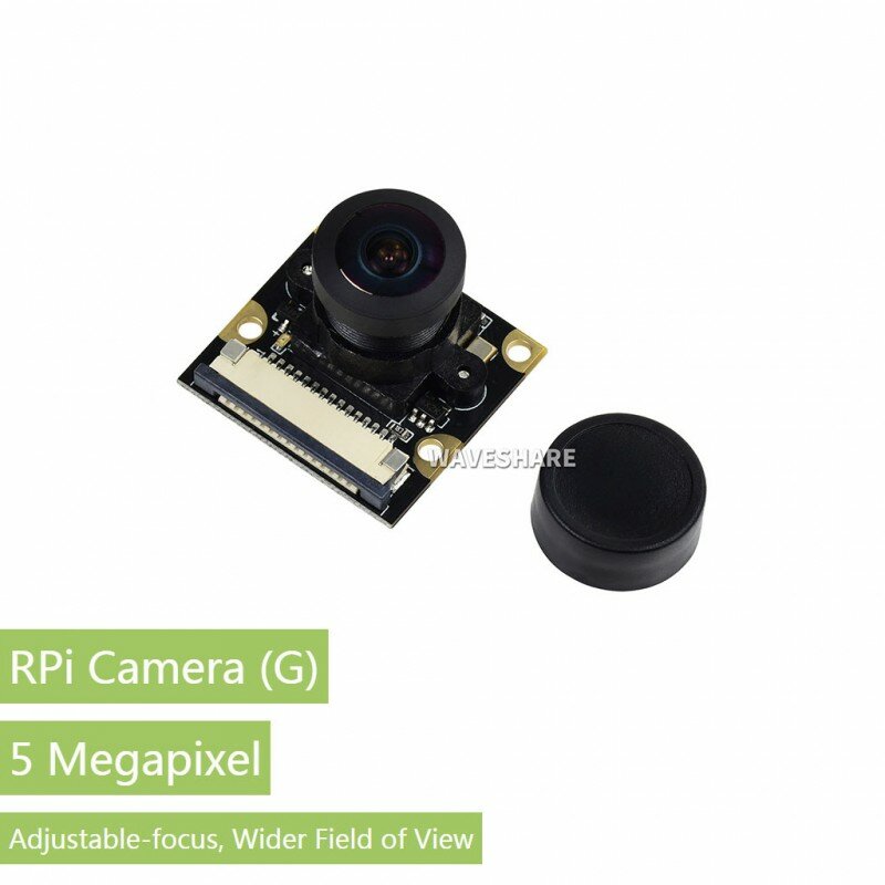 กล้อง Waveshare RPI (G) เลนส์ฟิชอาย OV5647-50ล้านพิกเซลมุมกว้างปรับโฟกัสได้