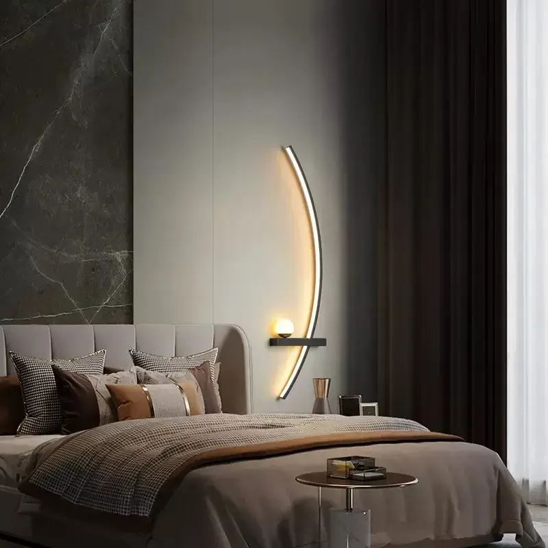 Lámpara LED de pared moderna, iluminación Interior Simple a rayas, brillante, decoración de dormitorio, mesita de noche, estudio, hogar