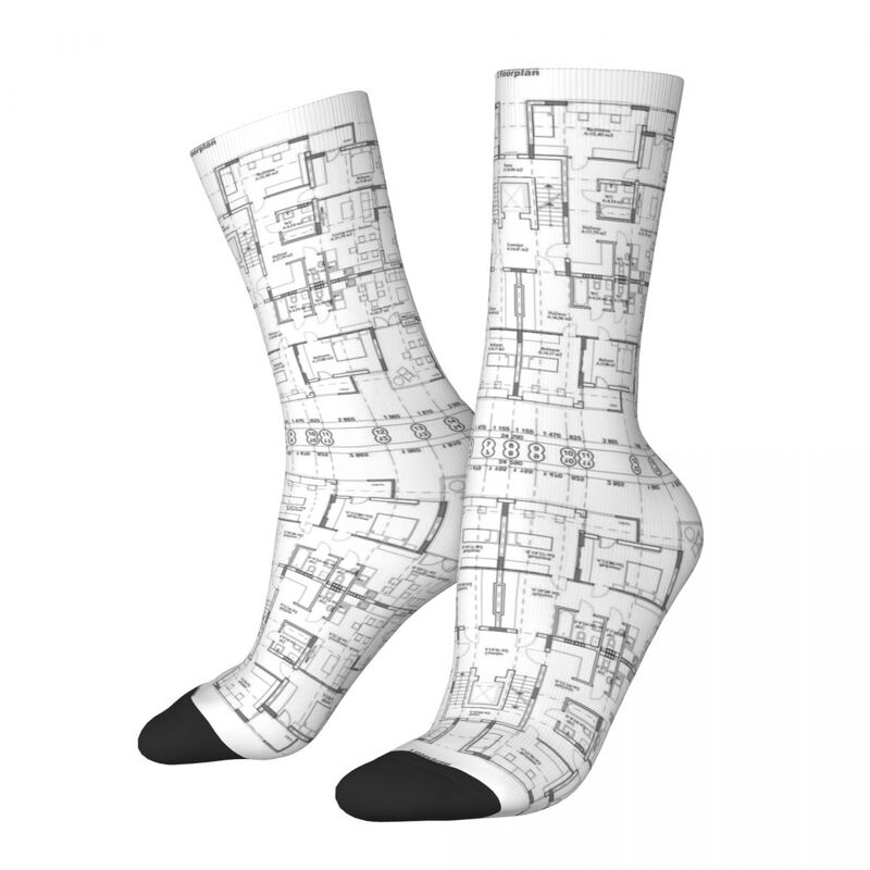 Detaillierte architekto nische einst öckige Privathaus Blaupausen und Zeichnungen Socken hochwertige Strümpfe die ganze Saison lange Socken