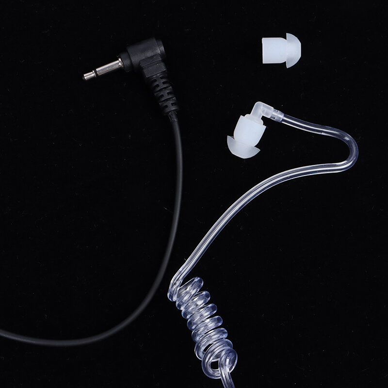 Earphone 3.5mm hanya dengar lurus transparan, Earp tabung akustik fleksibel untuk Walkie-talkie